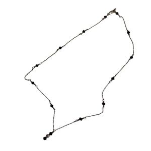 Delicate 925 Silver Chain Necklace w/  Black beads & White bead drop charm Y2K